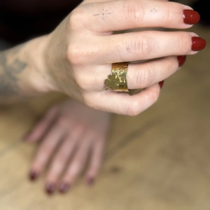 Bague ajustable Trèfle doré