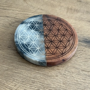 Fleur de vie en bois et marbre