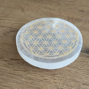 Fleur de vie doré en Sélénite