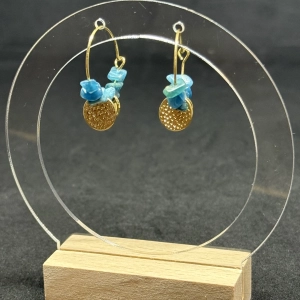 Créoles plaqué or Apatite bleue