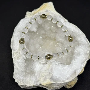 Bracelet Cristal de roche et Hématite doré